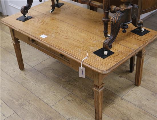 A pine low table with one drawer, W.100cm